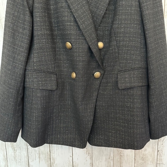 Elie Tahari Blazer Jacket Women's Size 14 Gold Kissed Metallic Weave Elegant - Picture 6 of 16